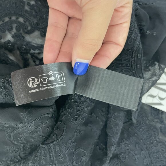 Zara Womens Camisole Top S Black Floral Embellished Beaded Sheer 6895/097 NWT - Picture 13 of 16